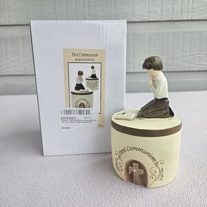 Dicksons First Communion Praying Boy Resin Keepsake Rosary Holder Box John 6:35
